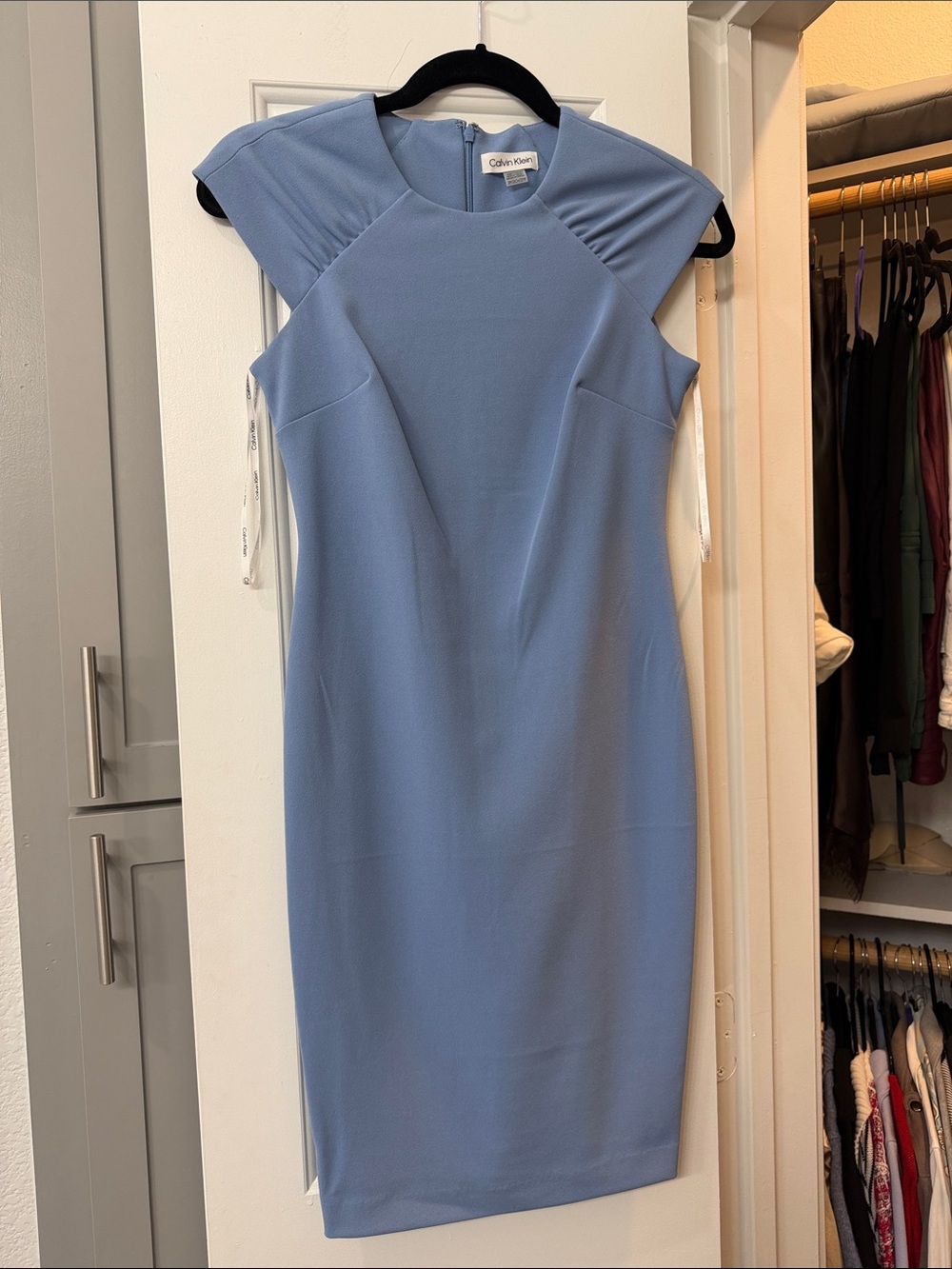 Calvin Klein Light Blue Midi Sheath Dress